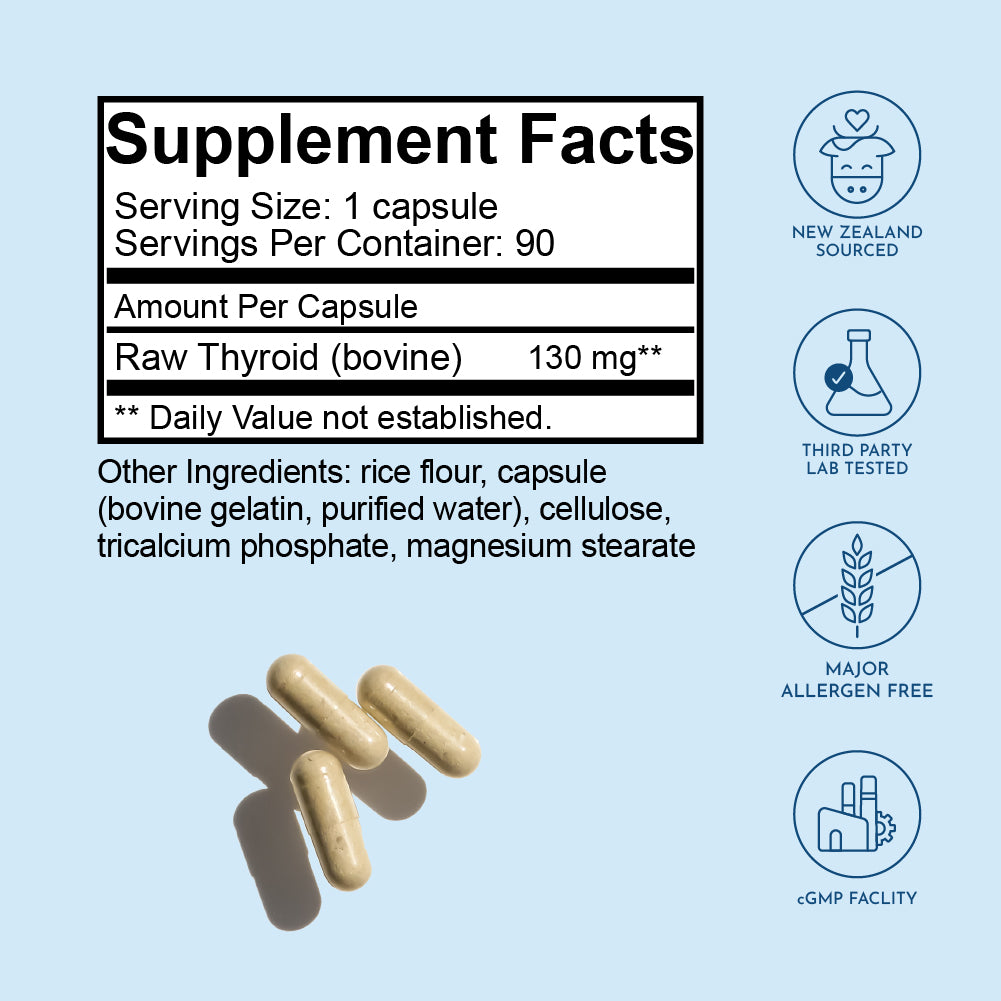 Raw Desiccated Thyroid (130 mg capsules) - 2 PACK