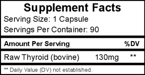 Raw Desiccated Thyroid (130 mg capsules) Supplement