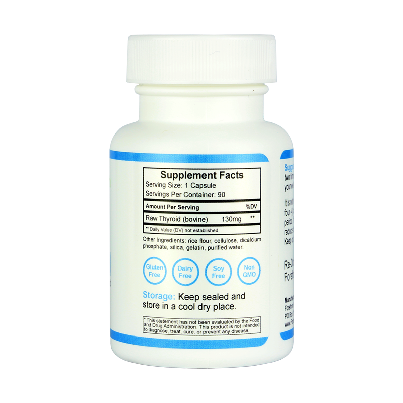 Raw Desiccated Thyroid (130 mg capsules) Supplement
